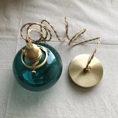 Lámpara Colgante Bola de Vidrio Azul Pato con Altura Regulable Vintage para Salón