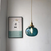 Lámpara Colgante Bola de Vidrio Azul Pato con Altura Regulable Vintage para Salón