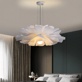 Lámpara colgante de flor moderna romántica LED regulable blanca para dormitorio