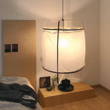 Lámpara colgante de lino tipo farol vintage regulable en altura para comedor