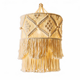 Lámpara colgante con flecos de macramé blanco bohemio para salón