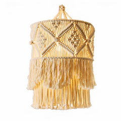 Lámpara colgante con flecos de macramé blanco bohemio para salón