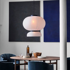 Lámpara de papel colgante blanca estilo Japandi LED para comedor