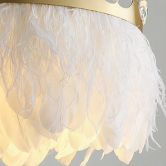 Lampara Colgante de Plumas Blancas LED Infantil Estilo Moderno Diseño Corona