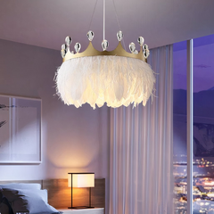 Lampara Colgante de Plumas Blancas LED Infantil Estilo Moderno Diseño Corona