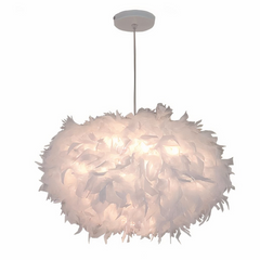 Lámpara Colgante Plumas Blanca Nórdica Forma Nube LED para Dormitorio