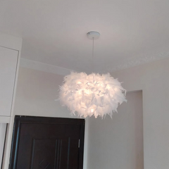 Lámpara Colgante Plumas Blanca Nórdica Forma Nube LED para Dormitorio