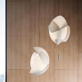 Lámpara de Tela Colgante LED Blanca Concha Estilo Japandi para Salón