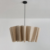 Lámpara colgante de tela estilo Japandi marrón LED para comedor