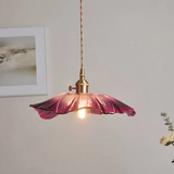 Lámpara colgante flor de cristal rosa vintage ajustable en altura para comedor