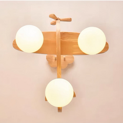 Lámpara Colgante Avión Infantil LED de Madera para Dormitorio