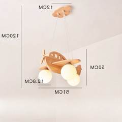 Lámpara Colgante Avión Infantil LED de Madera para Dormitorio