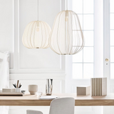 Lámpara Colgante Tela Blanca LED Tipo Farol Estilo Japonés Comedor
