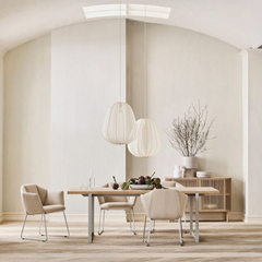 Lámpara Colgante Tela Blanca LED Tipo Farol Estilo Japonés Comedor