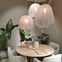Lámpara Colgante Tela Blanca LED Tipo Farol Estilo Japonés Comedor