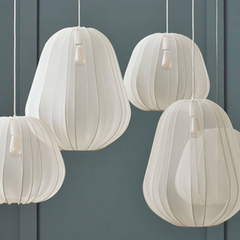 Lámpara Colgante Tela Blanca LED Tipo Farol Estilo Japonés Comedor