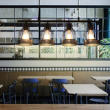 Lámpara colgante múltiple industrial de metal negra para comedor
