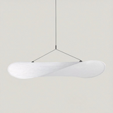 Lámpara Colgante de Tela Blanca con Luz LED Estilo Japandi para Salón