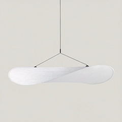 Lámpara Colgante de Tela Blanca con Luz LED Estilo Japandi para Salón