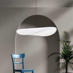 Lámpara Colgante de Tela Blanca con Luz LED Estilo Japandi para Salón