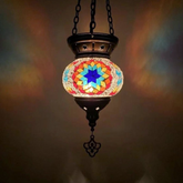 Lámpara marroquí colgante de vidrio multicolor