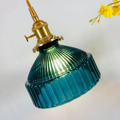 Lámpara Colgante de Vidrio Vintage Azul Pato Regulable en Altura para Comedor