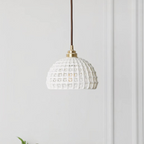 Lámpara Colgante Cerámica Blanca LED Estilo Nórdico para Comedor