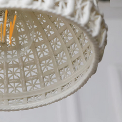 Lámpara Colgante Cerámica Blanca LED Estilo Nórdico para Comedor
