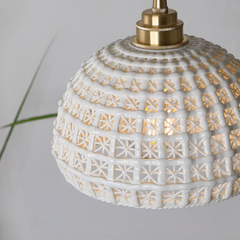 Lámpara Colgante Cerámica Blanca LED Estilo Nórdico para Comedor