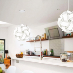 Lámpara colgante esfera blanca LED estilo nórdico con pantalla rompecabezas