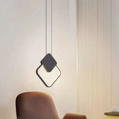 Lámpara colgante diamante LED negra minimalista de luz suave para dormitorio