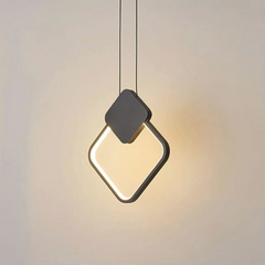 Lámpara colgante diamante LED negra minimalista de luz suave para dormitorio