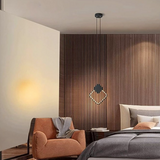 Lámpara colgante diamante LED negra minimalista de luz suave para dormitorio
