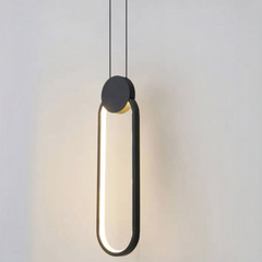 Lámpara colgante ovalada LED negra regulable de estilo moderno para dormitorio