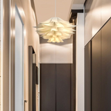 Lámpara colgante origami forma flor LED moderna blanca para comedor