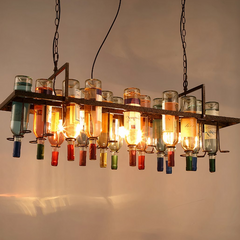 Lámpara colgante vintage con botellas de vidrio y altura regulable para comedor