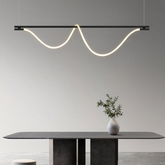 Lámpara Lineal Colgante LED Negra Regulable Para Islade Cocina Moderna