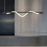 Lámpara Lineal Colgante LED Negra Regulable Para Islade Cocina Moderna