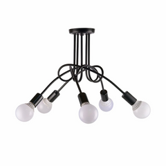 Lámpara de techo de 5 luces negra LED moderna para salón