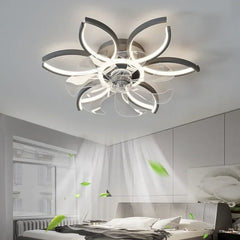 Ventilador de techo con diseño de flor LED silencioso Ø52 cm para dormitorio