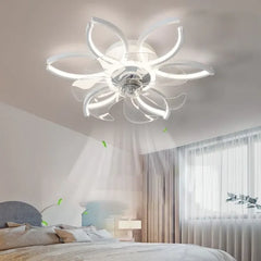 Ventilador de techo con diseño de flor LED silencioso Ø52 cm para dormitorio