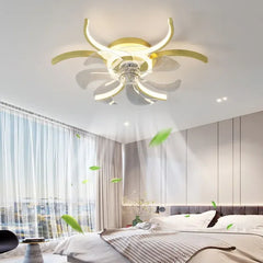 Ventilador de techo con diseño de flor LED silencioso Ø52 cm para dormitorio