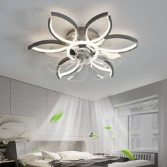 Ventilador de techo con diseño de flor LED silencioso Ø52 cm para dormitorio