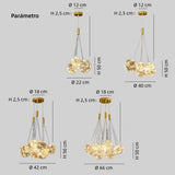 Lámpara de racimo de vidrio moderna LED regulable en altura para comedor