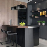 Lamparas colgantes isla cocina diseño sencillo de semicírculo negro