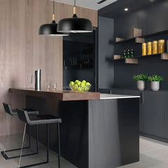 Lamparas colgantes isla cocina diseño sencillo de semicírculo negro