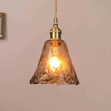 Lámpara colgante de vidrio ámbar vintage para comedor con altura ajustable