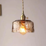 Lámpara colgante de vidrio ámbar vintage para comedor con altura ajustable
