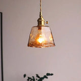 Lámpara colgante de vidrio ámbar vintage para comedor con altura ajustable