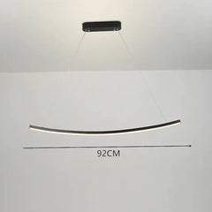 Lampara led colgante lineal diseño moderno y curvado para comedor